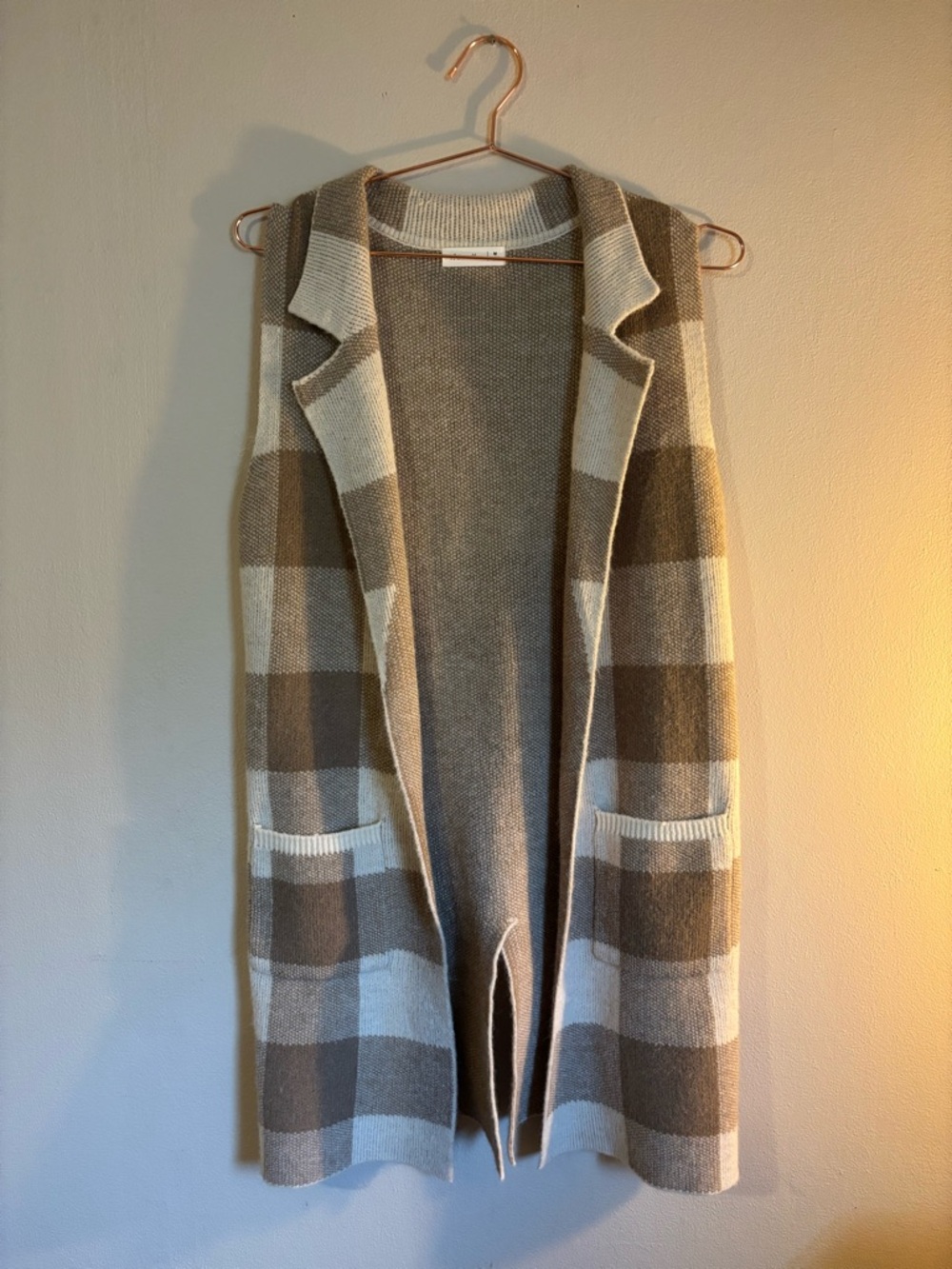 Active USA Neutral Knit Cardigan in Cream and Taupe